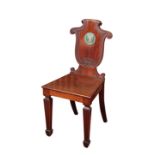 A REGENCY OR GEORGE IV MAHOGANY HALL CHAIR,