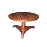 A GEORGE IV MAHOGANY AND CUBE PARQUETRY CENTRE TABLE,