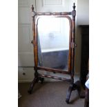 A REGENCY MAHOGANY CHEVAL MIRROR,