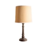 A CORNISH SERPENTINE STONE TABLE LAMP,