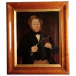 NAIVE SCHOOL A half-length portrait of a gentleman holding a pipe and a rummer