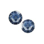 A PAIR OF DELFT BLUE AND WHITE PLATES,