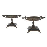 AFTER HENRY CAHIEUX: A PAIR OF BRONZE TAZZAS,