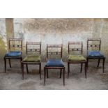 A SET OF TEN REGENCY ROSEWOOD AND BRASS INLAID DINING CHAIRS,