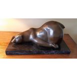 MIGUEL FERNANDO LOPEZ, (MILO), (PORTUGUESE, B. 1955), A BRONZE STUDY OF A RESTING BEAR,