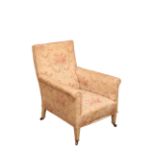 A VICTORIAN UPHOLSTERED ARMCHAIR,