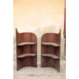 A PAIR OF MAHOGANY CORNER BEDSIDE STANDS, IN ARTS AND CRAFTS TASTE,