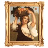 CONTINENTAL SCHOOL, 19TH CENTURY A peasant girl carrying a basket of fruit on her head