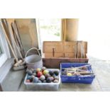 A QUANTITY OF ASSORTED CROQUET ITEMS,