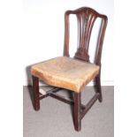 A GEORGE III OAK SIDE CHAIR, IN HEPPLEWHITE STYLE,