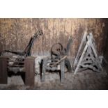 FOUR PAIRS OF IRON GARDEN BENCH ENDS,