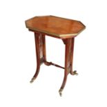 A GEORGE IV SATINWOOD AND MAHOGANY OCCASIONAL TABLE, ATTRIBUTABLE TO GILLOWS,