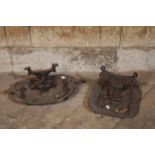 TWO VICTORIAN CAST IRON BOOT SCRAPES,