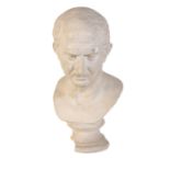 A WHITE PAINTED PLASTER BUST OF CICERO,