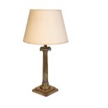 A BRASS COLUMNAR TABLE LAMP,