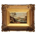 CONTINENTAL SCHOOL, 19TH CENTURY Figures and buildings in a river landscape