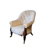 A VICTORIAN BUTTON UPHOLSTERED TUB ARMCHAIR, BY GILLOWS,