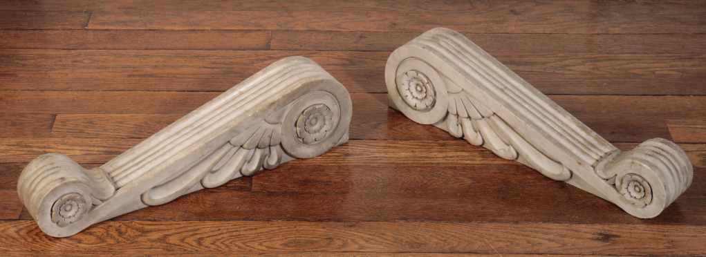 A PAIR OF REGENCY WHITE MARBLE CORBELS,