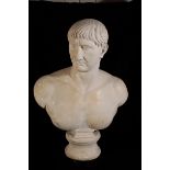 A VICTORIAN PAINTED PLASTER BUST OF JULIUS CAESAR,