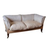 A VICTORIAN UPHOLSTERED SOFA, BY HOWARD & SONS,