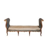 A LOUIS XV GILTWOOD AND UPHOLSTERED DAYBED,