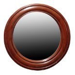 A VICTORIAN MAHOGANY FRAMED CIRCULAR WALL MIRROR,