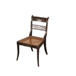 A PAIR OF GEORGE III PAINTED WOOD AND CANEWORK SIDE CHAIRS,
