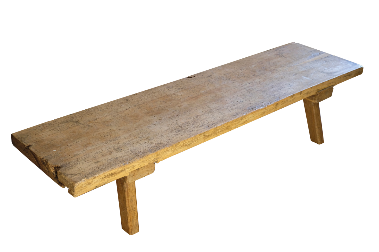 A BEECH AND OAK LOW TABLE OR PIG BENCH,