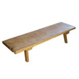 A BEECH AND OAK LOW TABLE OR PIG BENCH,