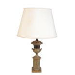 A BRONZE TABLE LAMP BASE,