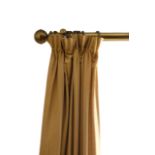 A PAIR OF GOLD COTTON CURTAINS,