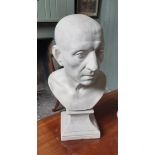 TWO PLASTER LIBRARY BUSTS,
