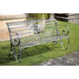 A VICTORIAN WROUGHT IRON GARDEN BENCH,