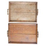 A MATCHED PAIR OF VICTORIAN OAK TRAYS,