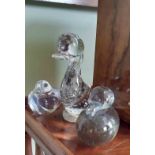 THREE GLASS MODELS OF DUCKS,