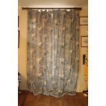 A PAIR OF PRINTED COTTON CURTAINS,