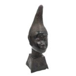 A PATINATED BRONZE "BENIN" HEAD