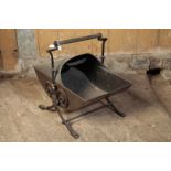 A VICTORIAN COPPER AND WROUGHT IRON MOUNTED COAL SCUTTLE IN AESTHETIC STYLE,