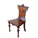 A REGENCY OR GEORGE IV MAHOGANY HALL CHAIR,