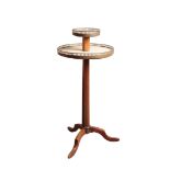 A CONTINENTAL MAHOGANY, MARBLE AND BRASS MOUNTED ETAGERE STAND,
