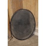 A JAPANNED METAL OVAL TRAY,