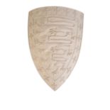 A PLASTER MODEL OF A HERALDIC SHIELD, THE ARMS OF ENGLAND,