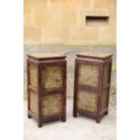 A PAIR OF CHINESE PAINTED WOOD BEDSIDE CABINETS,