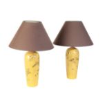 A PAIR OF CHINESE PAINTED CERAMIC VASES FITTED AS TABLE LAMPS,