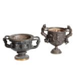 TWO ITALIAN PATINATED BRONZE MODELS OF ANTIQUE VASES,