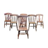 A COMPOSED SET OF SIX ELM AND BEECH KITCHEN CHAIRS,