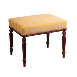 A GEORGE IV MAHOGANY AND UPHOLSTERED DRESSING TABLE STOOL, IN THE MANNER OF GILLOWS,