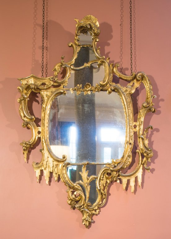 A PAIR OF GEORGE III STYLE GILTWOOD WALL MIRRORS, - Image 2 of 3