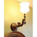 A VICTORIAN GILT METAL FIGURAL GAS WALL APPLIQUE,