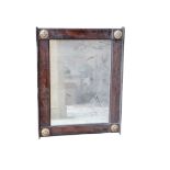 A VICTORIAN ROSEWOOD AND GILT METAL MOUNTED OVERMANTEL MIRROR,